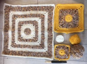 sample squares from salvaged yarn