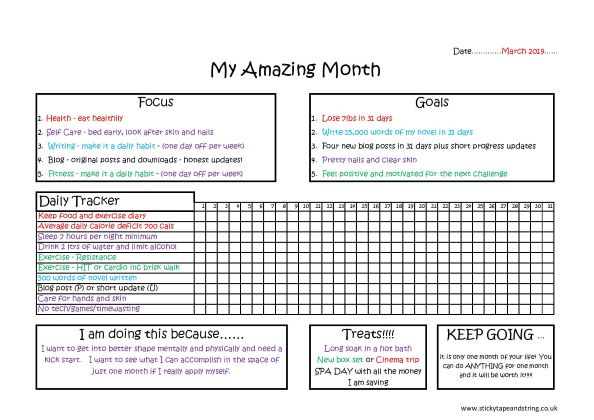 My Amazing Month - tracker