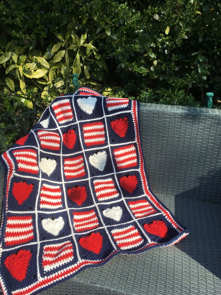 Hearts and stripes blanket