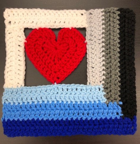 Log Cabin Love crochet block